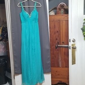 La Femme Grecian Style Prom/Formal Dress Aqua Size 8 GUC **READ**